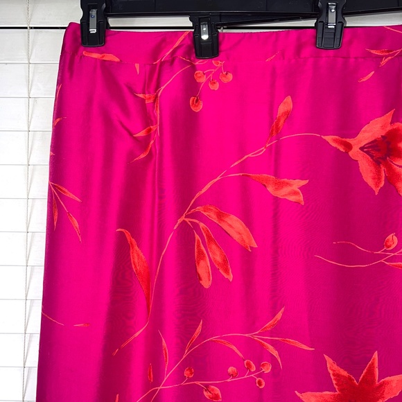🚫SOLD! •NWT|•JONES NEW YORK•| 100% Silk Pink Orange Hibiscus Floral Skirt - Picture 3 of 14